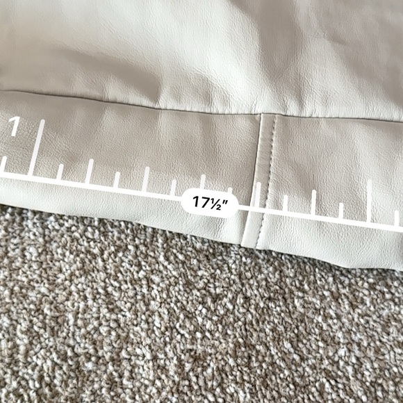 Elodie Cream Faux Leather Moto Jacket XL Cropped Biker Zip Belted - Picture 9 of 11